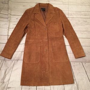 Suede Leather Trench Coat
